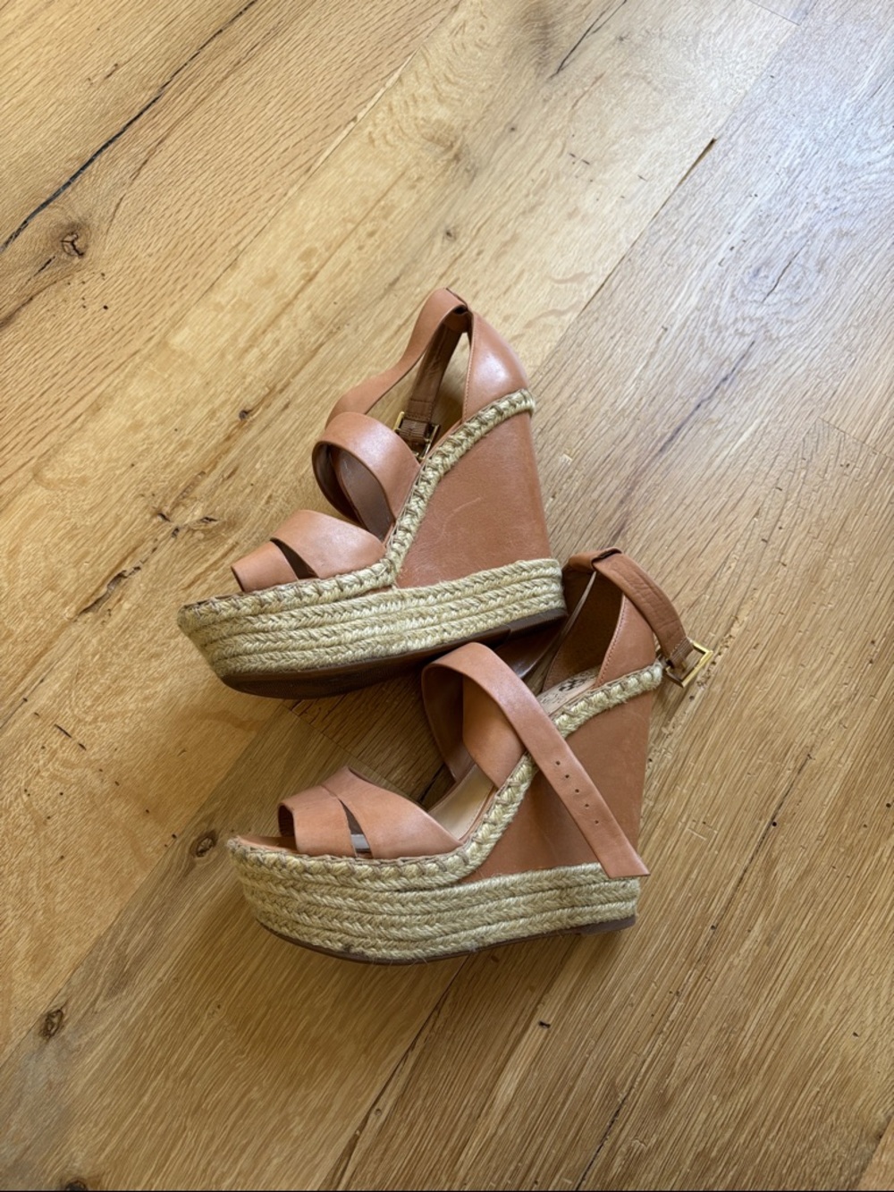 Vince Camuto Tan Espadrille Wedge Sandals